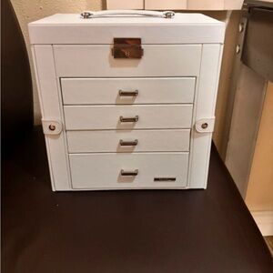 White Jewelry Storage Box with Drawers - Classic Organizer